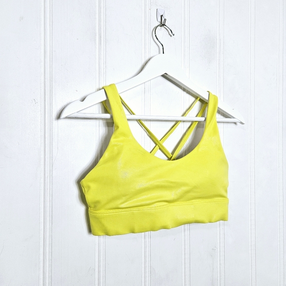 ZYIA Active Sports Bra Womens Size M Light n Tight Strappy Neon Yellow Pebbled - Picture 1 of 11